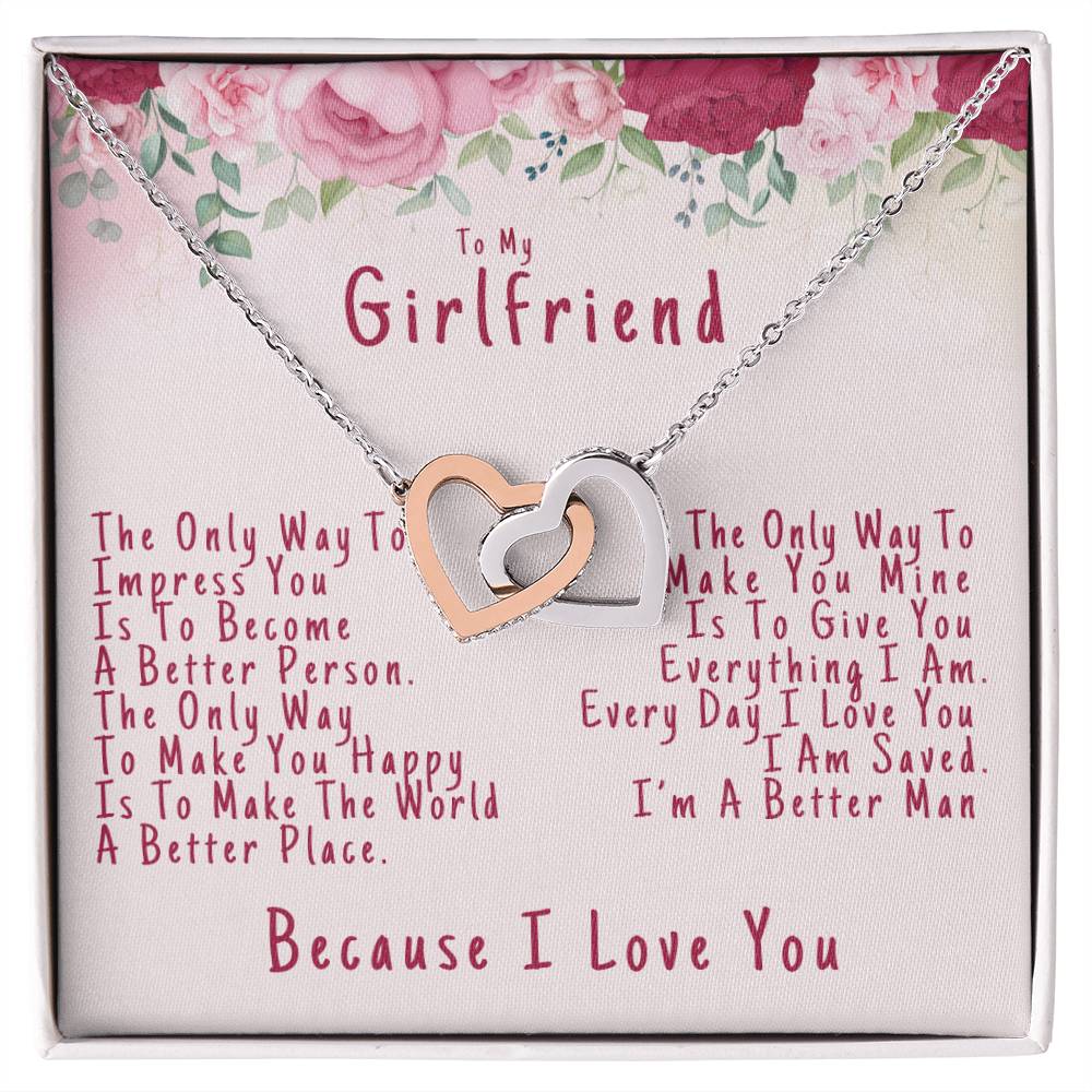 To My Girlfriend Valentine'S Day Because I Love You - Interlocking Heart Necklace Interlocking Hearts Necklace