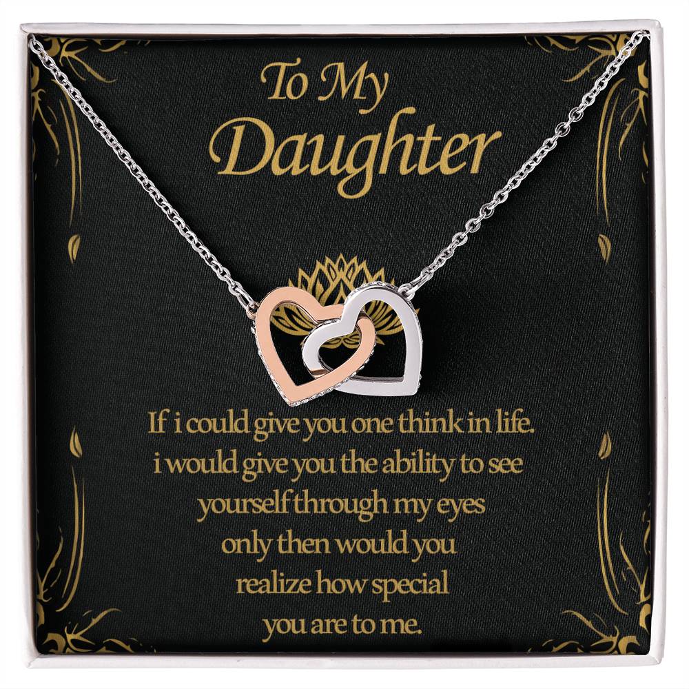 To My Daughter - Two Hearts Interlocking Hearts Necklace