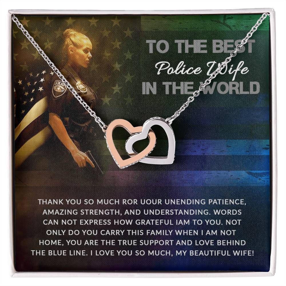 To Best Police Wife Interlocking Hearts Necklace