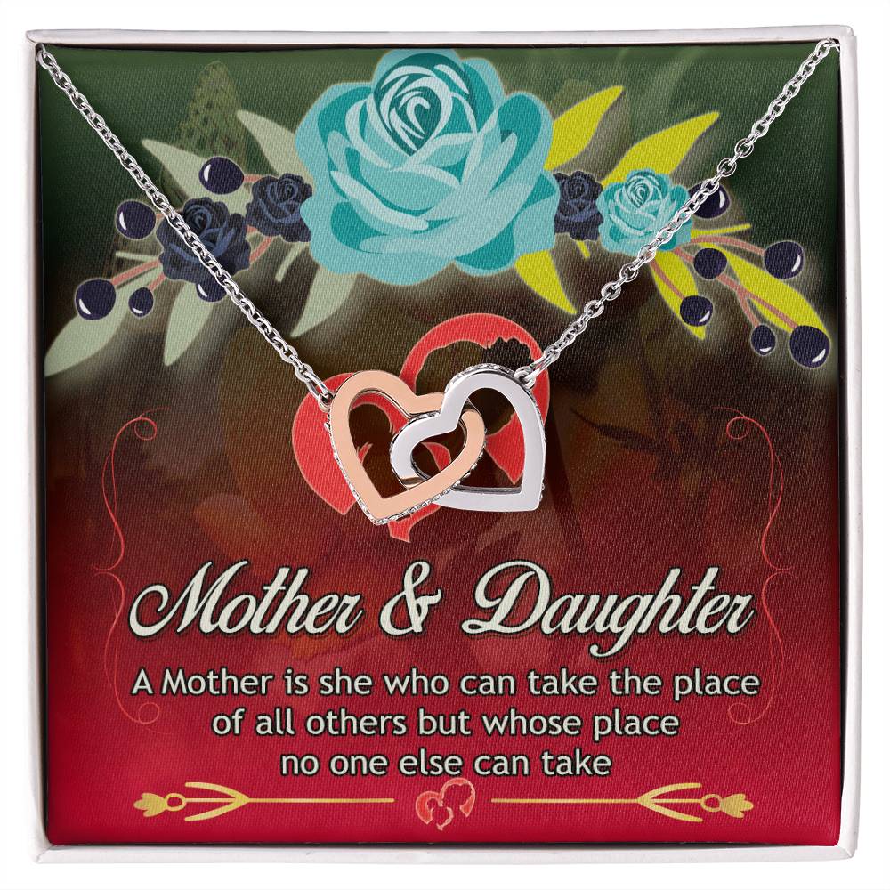 Mother'S Day Necklace With Message Card - A Mother Is She Who Can Take The Place Of All Others But Whose Place No One Else Can Take Interlocking Hearts Necklace