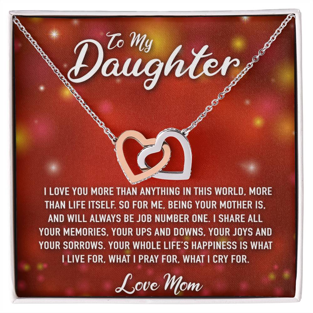 To My Daughter Interlocking Hearts Necklace