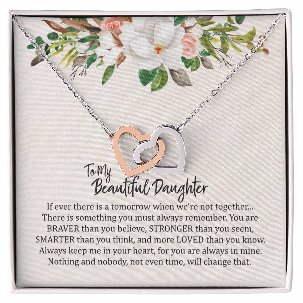 To My Beautiful Daughter- Interlocked Hearts Necklace Interlocking Hearts Necklace