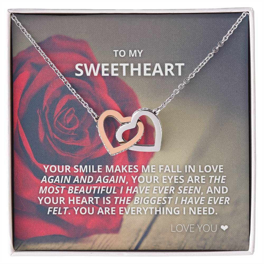 To My Sweetheart - You Are Everything I Need - Necklace Interlocking Hearts Necklace
