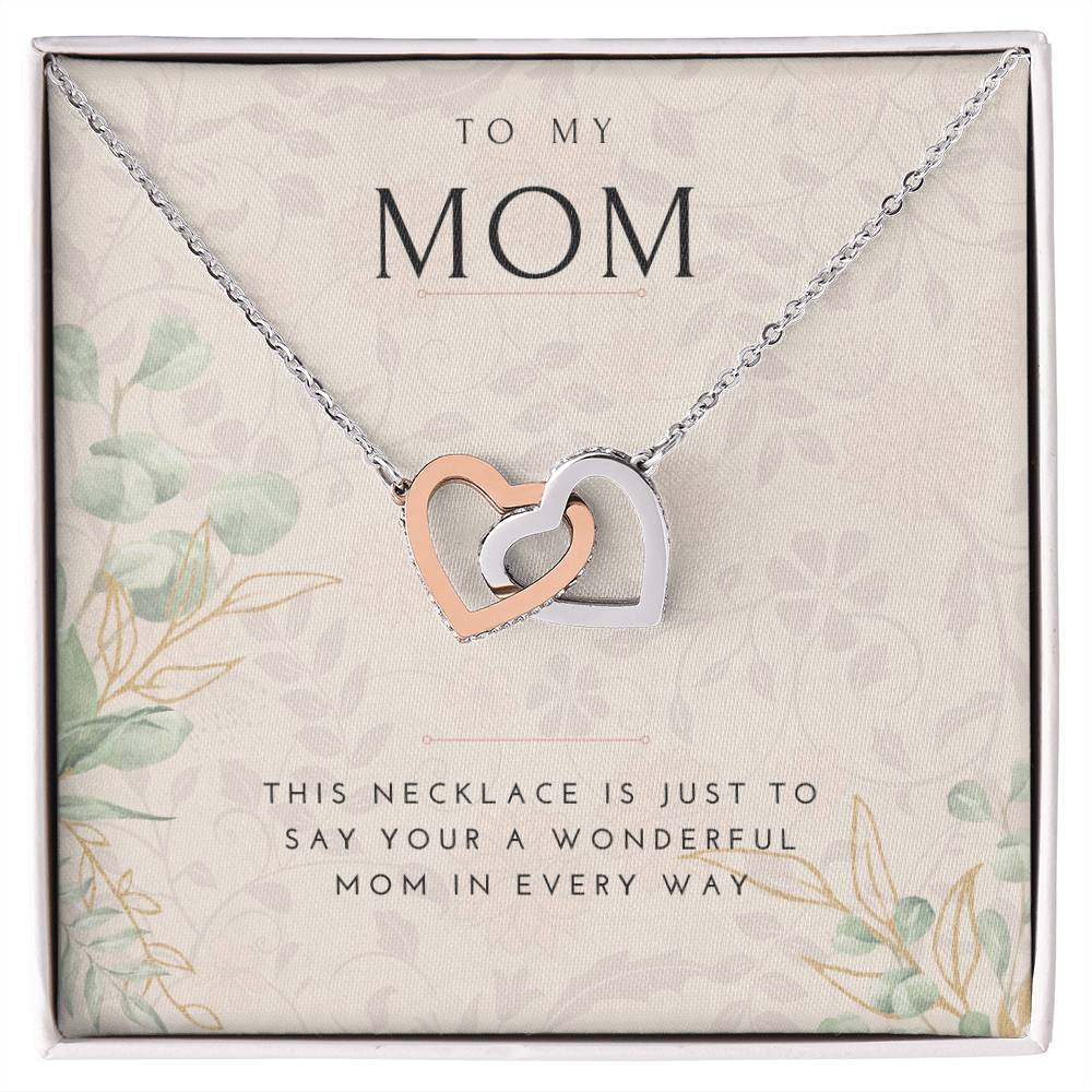 To My Mom Interlocked Heart Necklace Interlocking Hearts Necklace