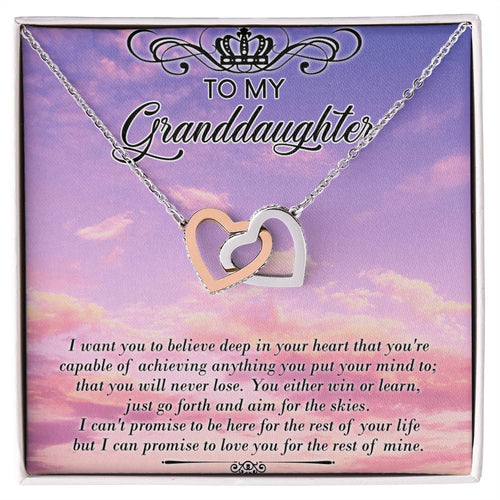 To My Granddaughter Interlocking Hearts Necklace Message Card