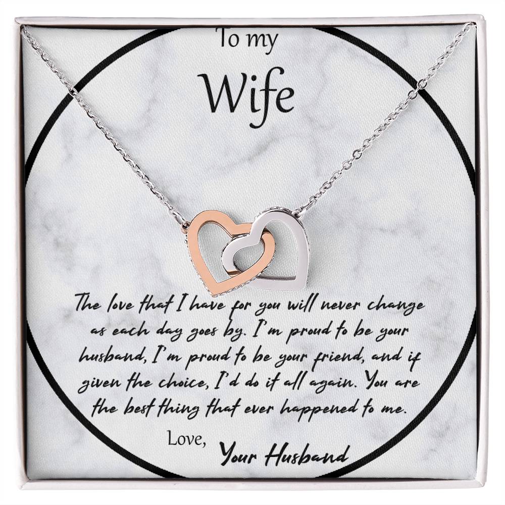 To My Wife The Love That I Have For You - White Interlocking Hearts Necklace