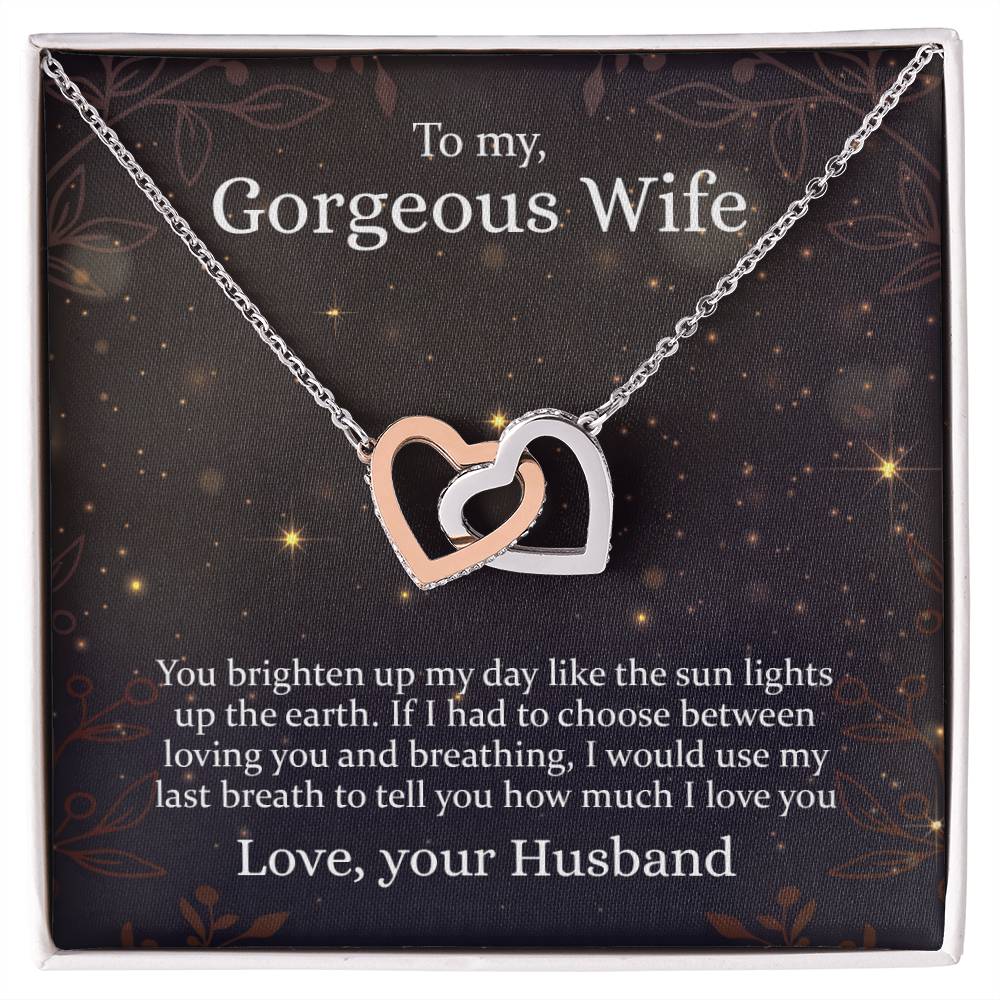 To My Gorgeous Wife - Interlocking Hearts Necklace