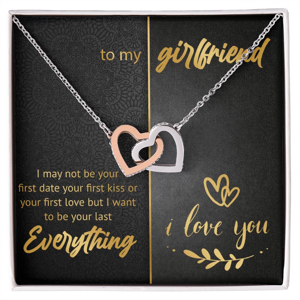 To My Girlfriend - Two Hearts Interlocking Hearts Necklace