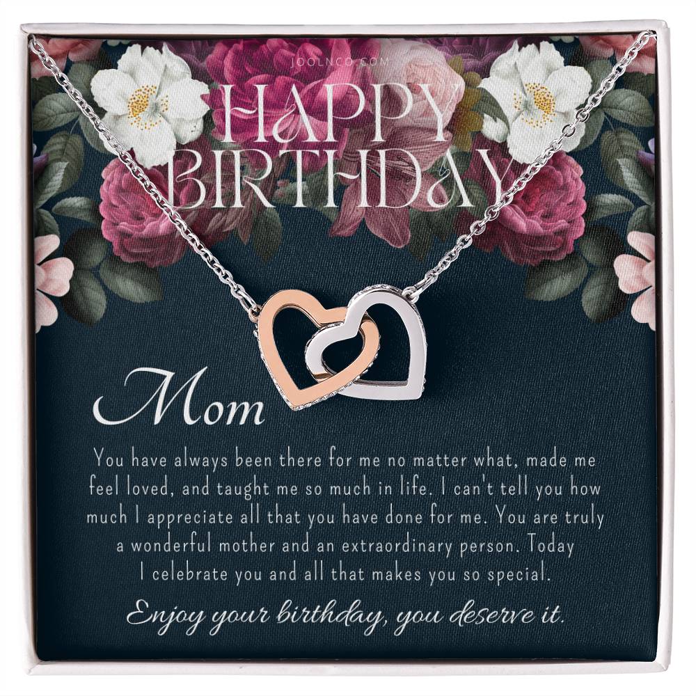 Mother'S Birthday Gift Necklace For Mom'S Birthday Elegant Gift For Mom From Daughter & Son Best Mom Gift Message Card Elegant Gift Interlocking Hearts Necklace