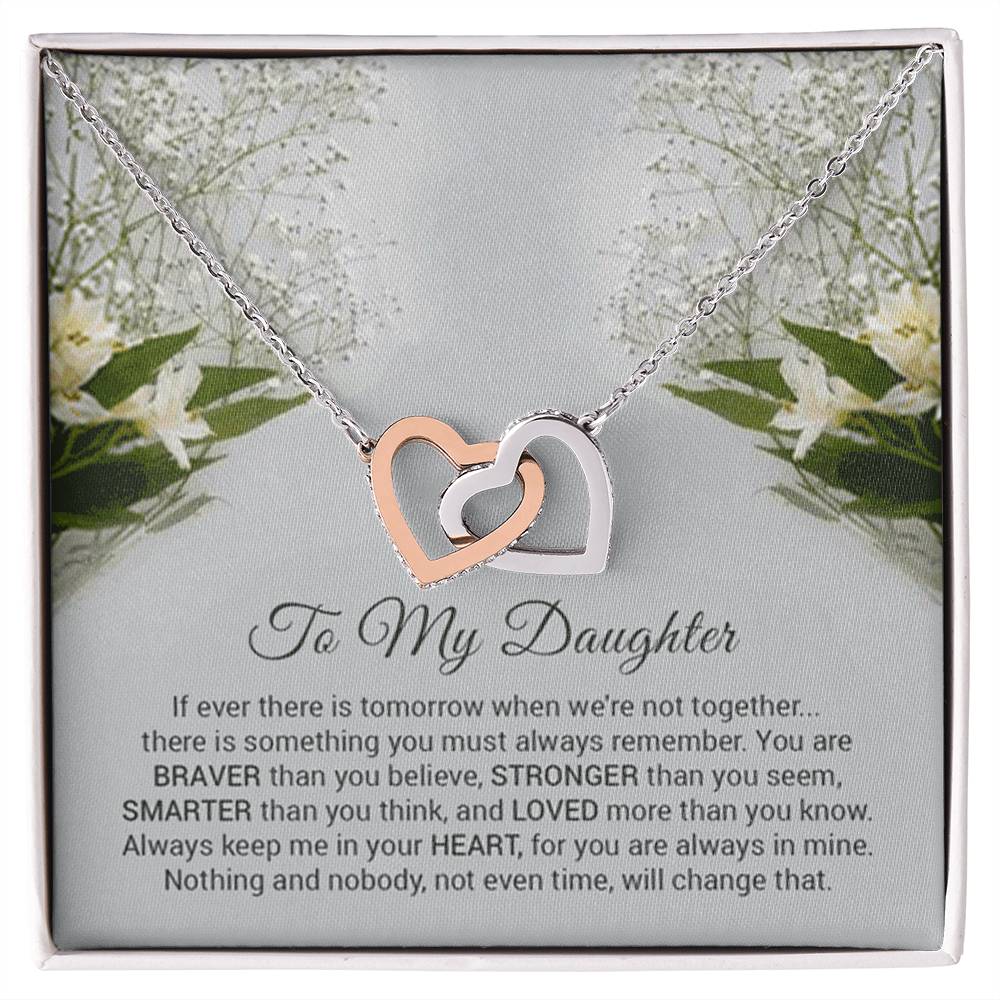 You Are Braver Than You Believe Interlocking Hearts Necklace