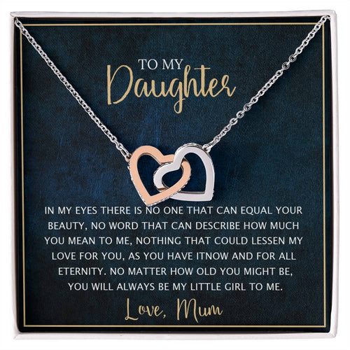 To My Daughter - Unique Heart Bonding Necklace Gift Set Interlocking Hearts Necklace