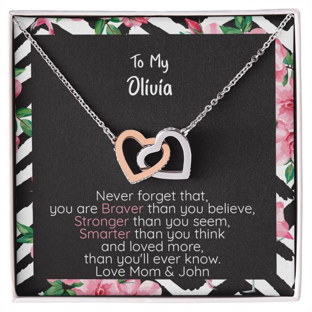Daughter Conneced Hearts Braver Interlocking Hearts Necklace