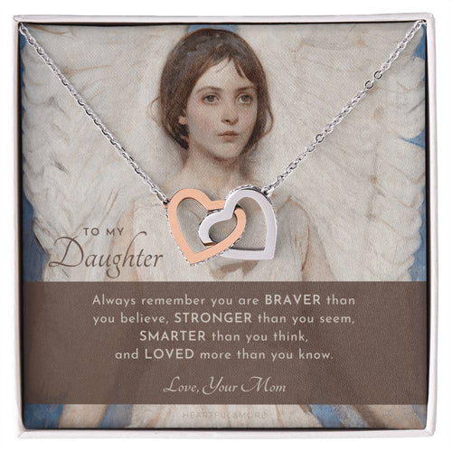 To My Daughter Always Remember Gift For Daughter From Mom Daughter Birthday Graduation Christmas Present Interlocking Hearts Necklace