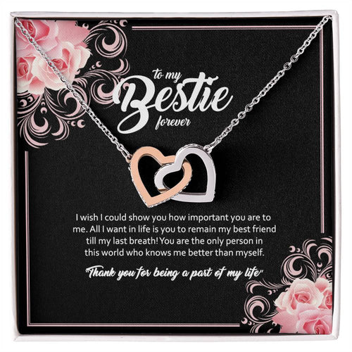To My Bestie- Interlocking Hearts Necklace