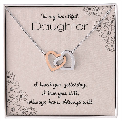 To My Beautiful Daughter Interlocking Hearts Necklace