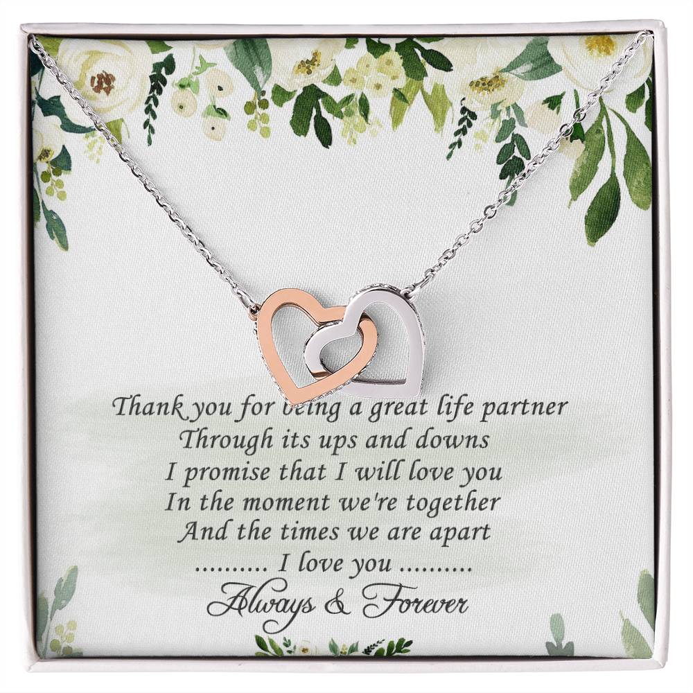 To My Love Interlocking Hearts Necklace Message Card