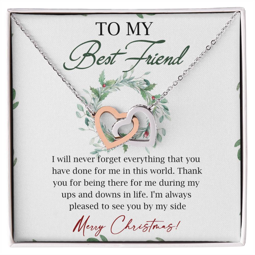 To My Best Friend Interlocking Hearts Necklace Message Card