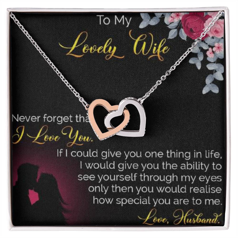 To My Lovely Wife Interlocking Hearts Necklace