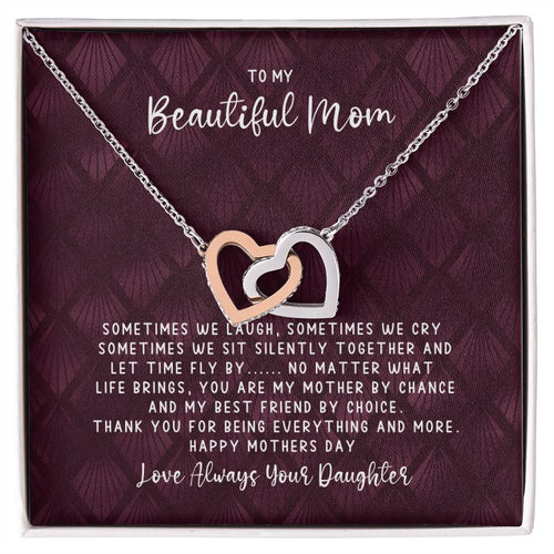 Mothers Day Best Friend - Interlocking Hearts - Love Daughter Interlocking Hearts Necklace
