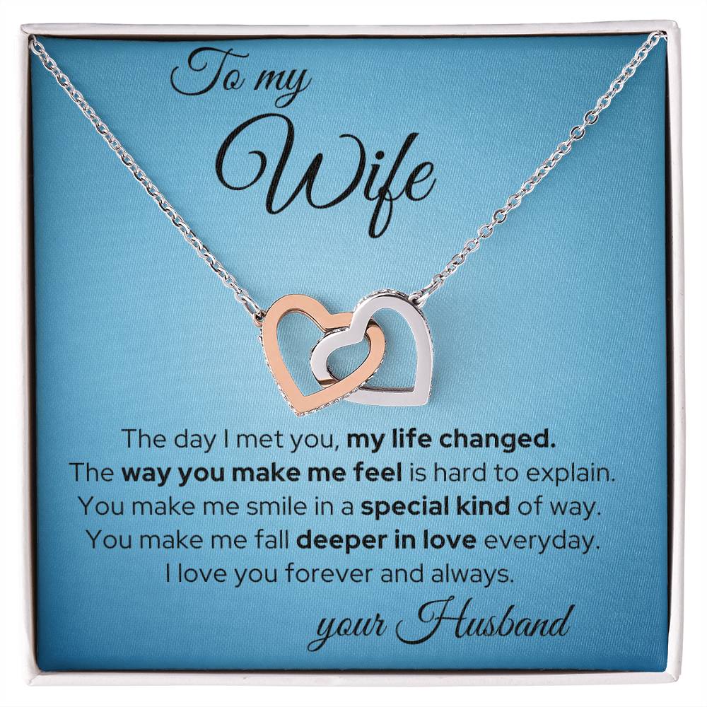 My Life Changed - Wife Necklace Interlocking Hearts Necklace