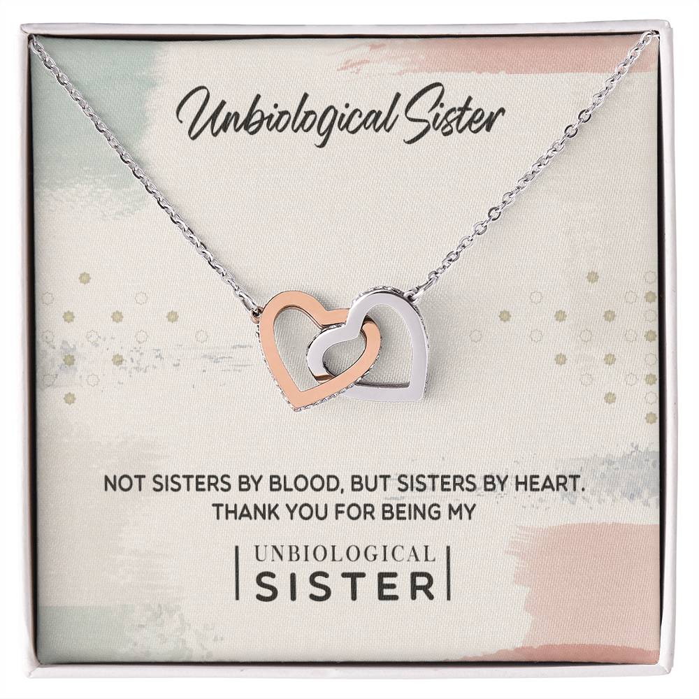 Unbiological Sister - Sisters By Heart Interlocking Hearts Necklace