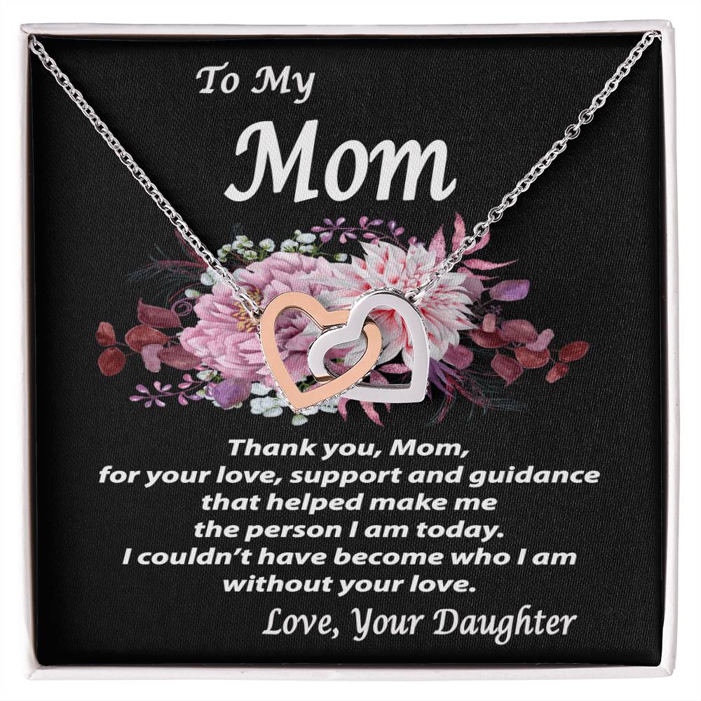 To My Mom Gift Necklace To Mom From Daughter Message Card Necklace Mother'S Day Gift Necklace Mom Birthday Gift Necklace Interlocking Hearts Necklace
