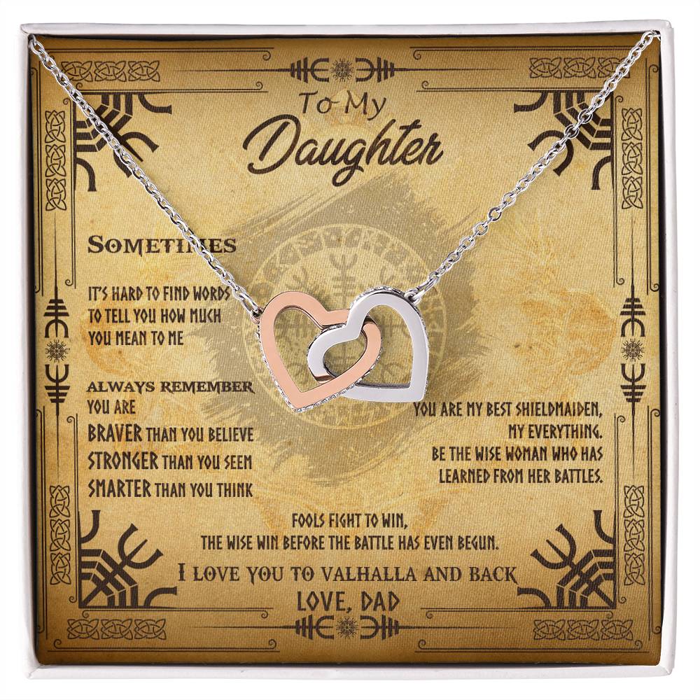 To My Daughter - Braver Than You Believe Interlocking Hearts Necklace