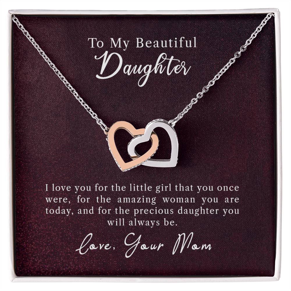 To My Daughter - Precious Daughter - Necklace Interlocking Hearts Necklace