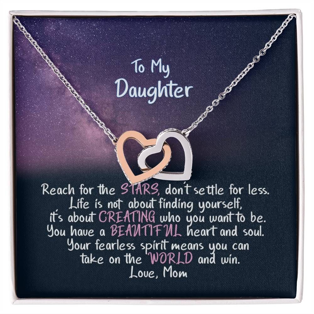 Daughter Reach For The Stars - Hearts Necklace Interlocking Hearts Necklace