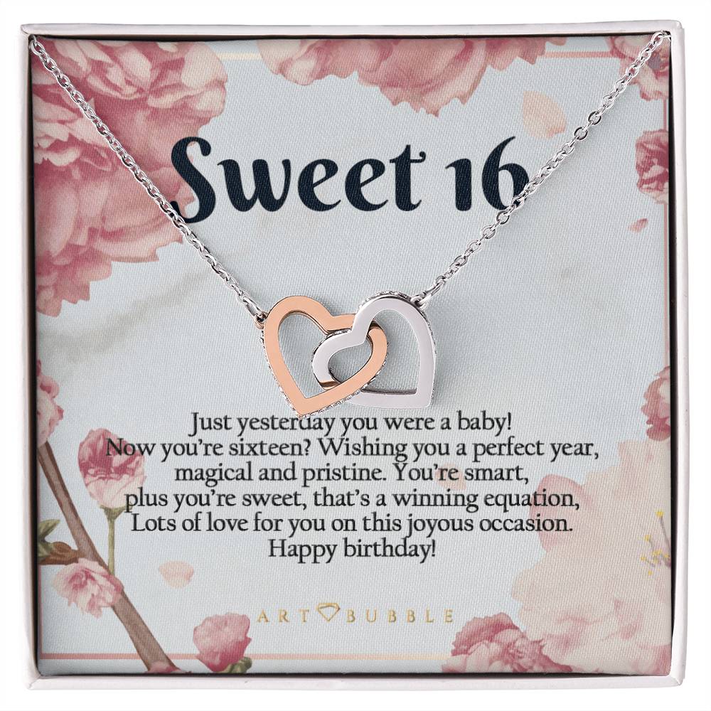 Sweet 16 Gift Hearts Necklace Interlocking Hearts Necklace