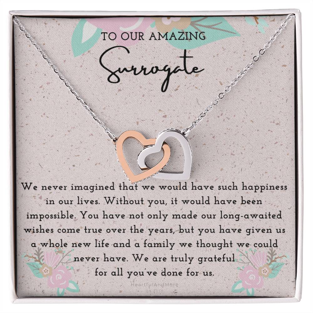 Surrogate Appreciation Gift Surrogate Gift Surrogate Gift With Message Card Surrogate Transfer Day Thank You Gift Interlocking Hearts Necklace
