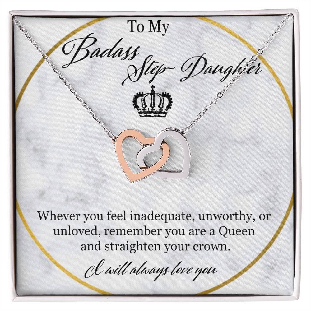 To My Badass Stepdaughter Interlocking Hearts Necklace