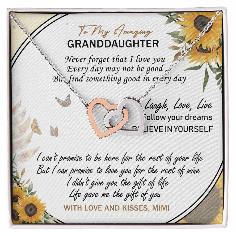 To My Amazing Granddaughter Interlocking Hearts Necklace Message Card