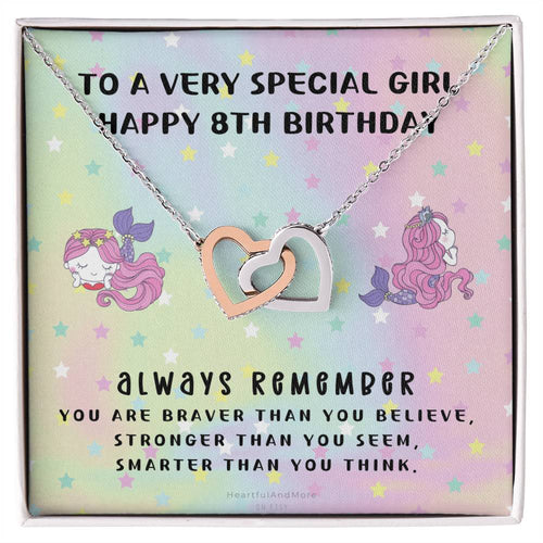 8Th Birthday Gift 8Th Birthday Necklace Gift Happy 8Th Birthday Gift Gift For 8 Year Birthday Girl Interlocking Hearts Necklace
