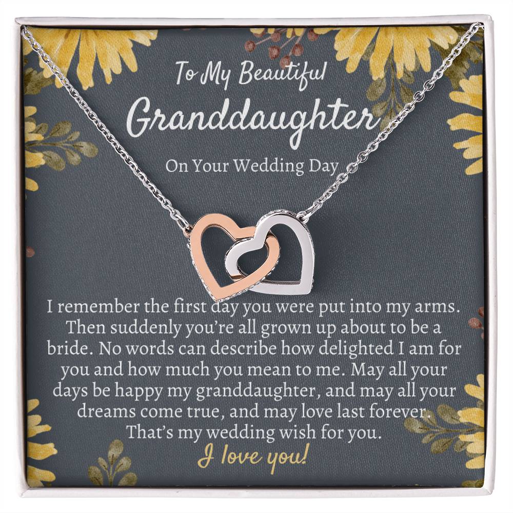 Granddaughter Wedding Day Gift Wedding Gift For Bride From Grandma To My Granddaughter On Her Wedding Day Interlocking Necklace Interlocking Hearts Necklace