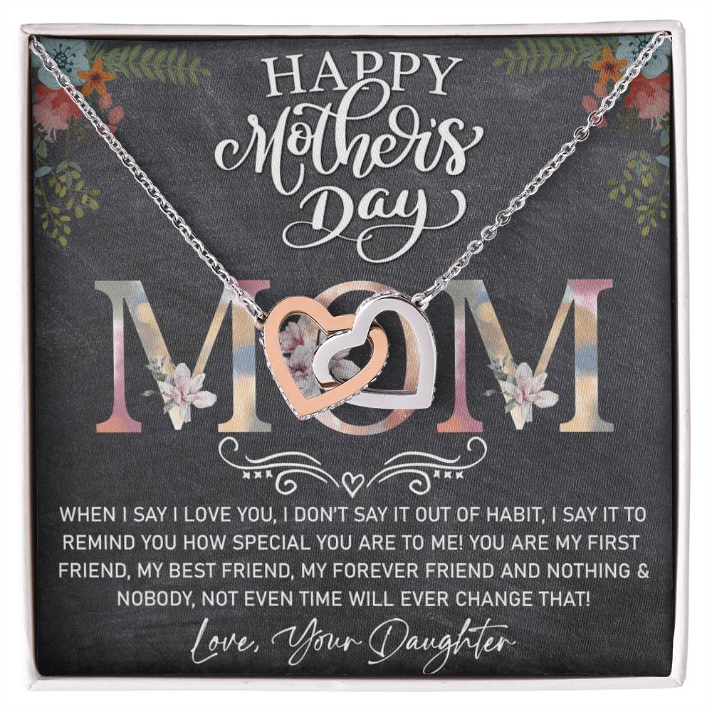 Perfect Gift For Mom- Luxury Necklace With Message Card Interlocking Hearts Necklace