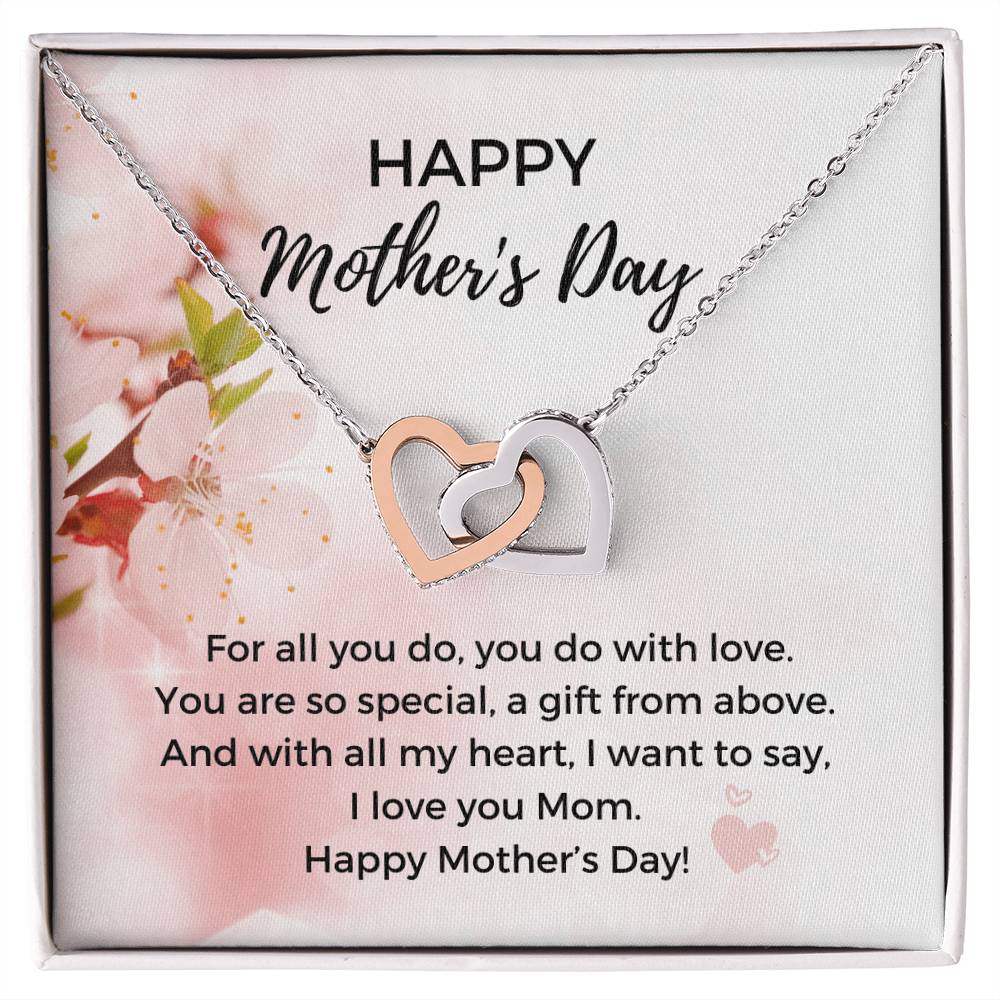 Mother'S Day Heart Necklace - 316 Steel With 18K Rose Gold Finish And Cubic Zirconia Stones - In The U.S.A. ???? Interlocking Hearts Necklace