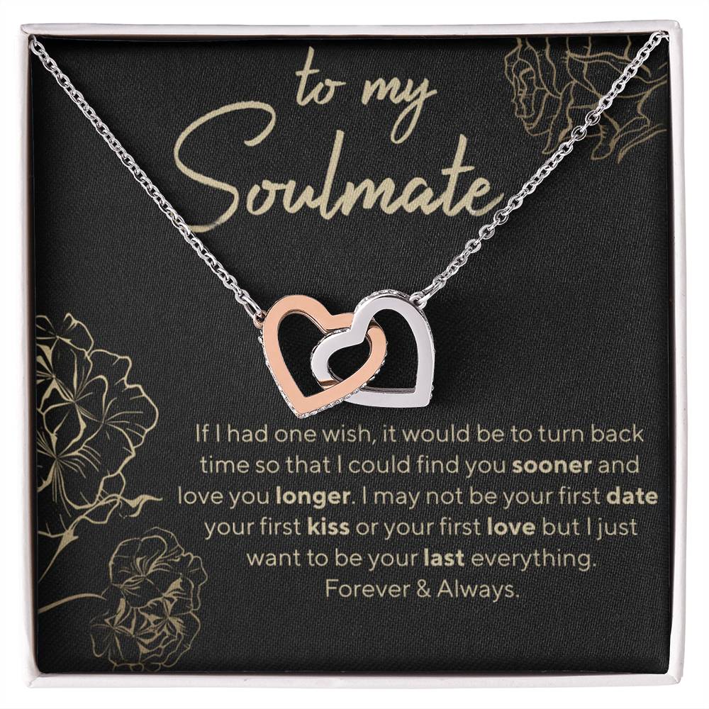 To My Soulmate - I Love You Forever And Always Interlocking Hearts Necklace