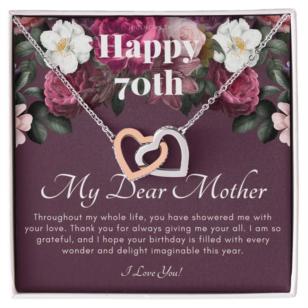 Mother'S 70Th Birthday Gift Gift For Mom On Her Birthday Gift For Mom From Daughter & Son Mom Necklace Best Mom Gift Message Card Interlocking Hearts Necklace