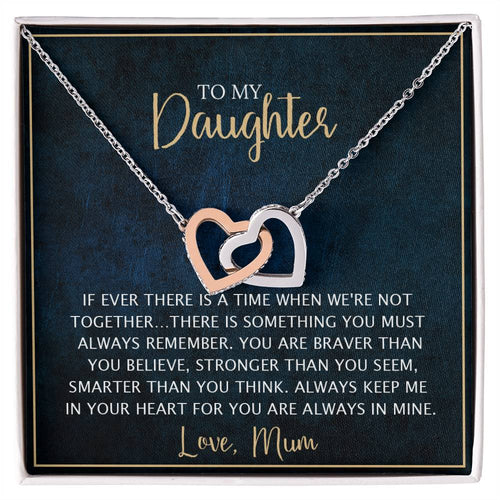To My Daughter - Unique Heart Bonding Necklace Gift Set Interlocking Hearts Necklace