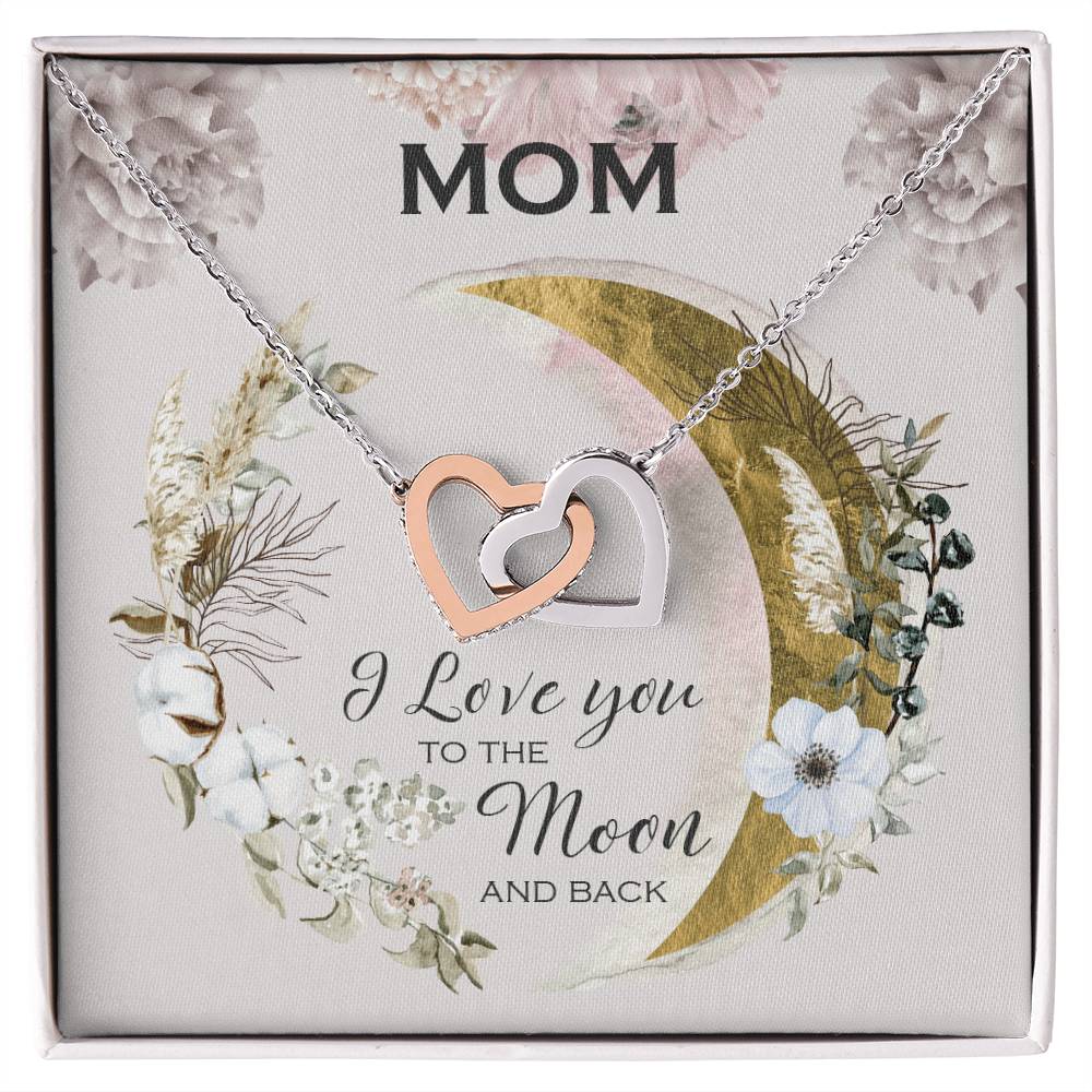 Birthday Gift From Daughter Gift For Mom I Love You To The Moon And Back Necklace For Mom Mother'S Day Gift Women'S Jewelry Interlocking Hearts Necklace