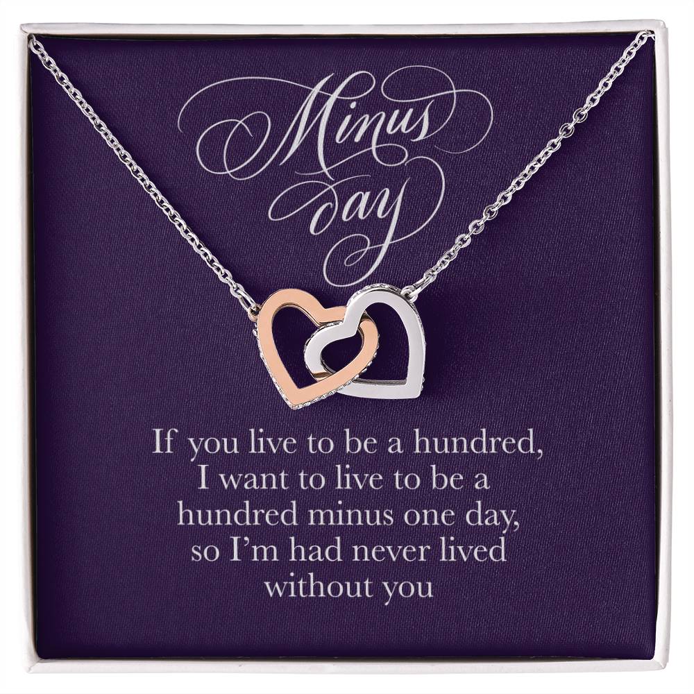 Necklace With Romantic Card -Valentines Day Anniversary Birthday Gift For Her Interlocking Hearts Necklace