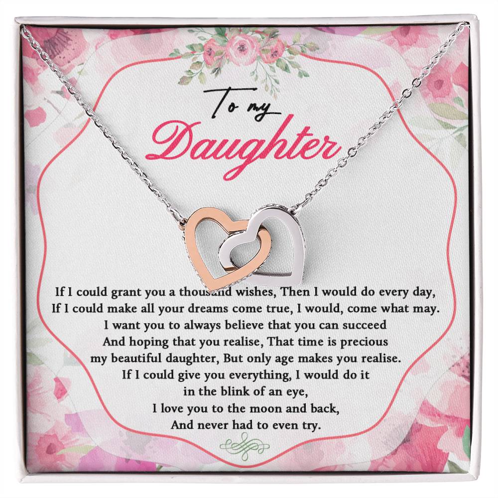 To My Daughter Necklace Wishes For My Daughter Poem Interlocking Hearts Necklace