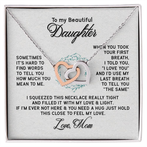 To My Beautiful Daughter Necklace From Mum To Daughter Necklace For Daughter Birthday Birthday Necklace Birthday Gifts Gift For Daughter Interlocking Hearts Necklace