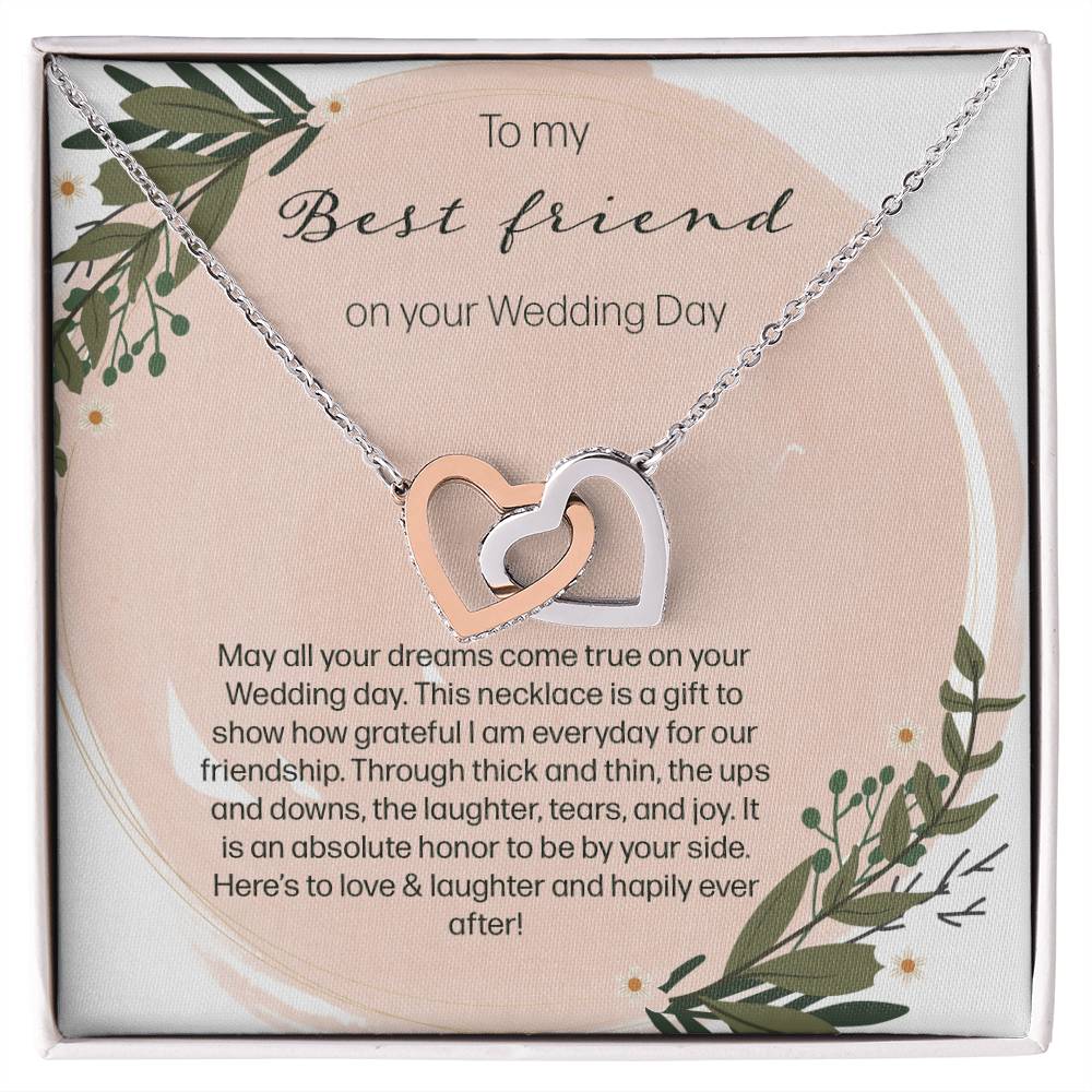 To My Bestfriend On Her Wedding Day - Leaf Interlocking Hearts Necklace