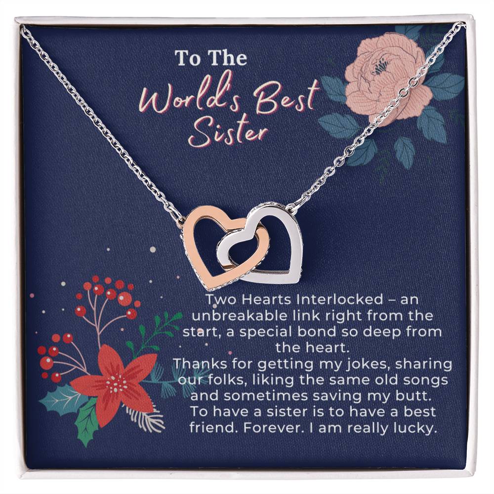 To Have A Sister Is To Have A Forever Best Friend Interlocking Hearts Necklace