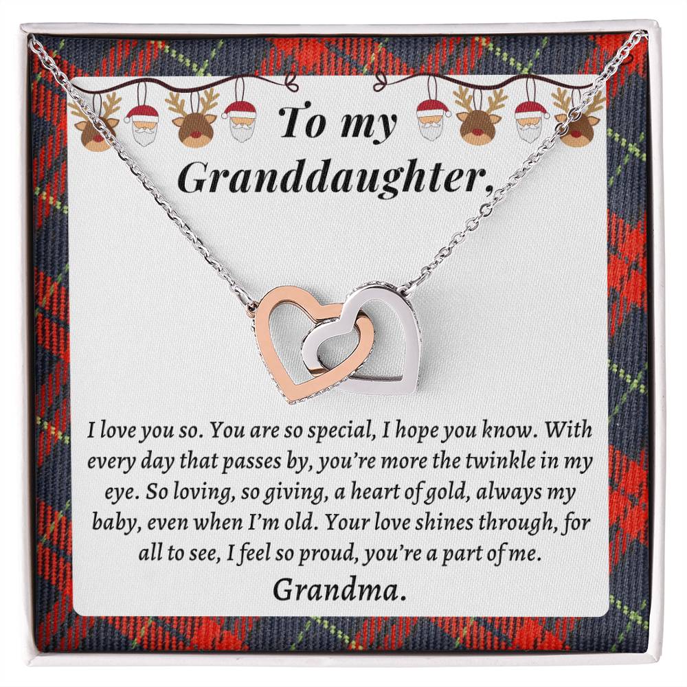 Christmast Gift To Granddaughter - Your Love Shines Through For All To See I Feel So Proud You’Re A Part Of Me. Interlocking Hearts Necklace