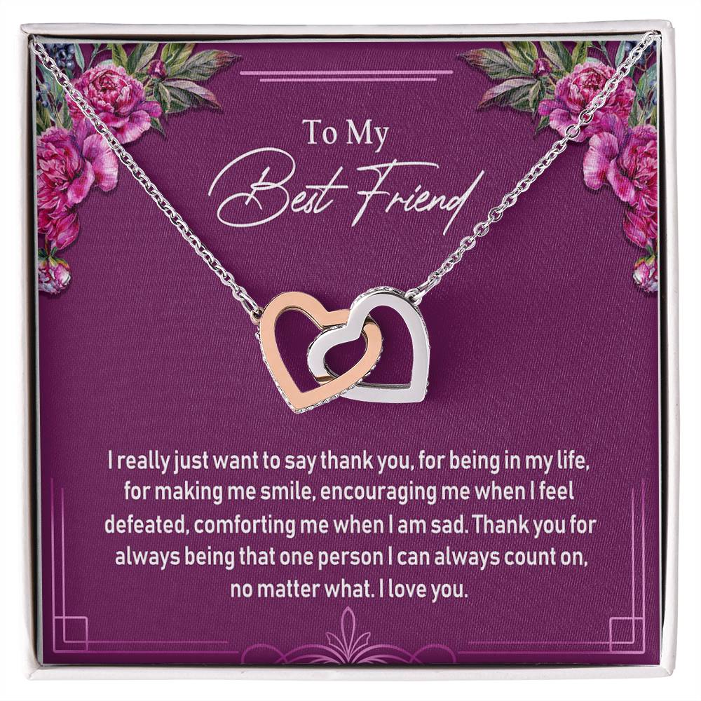To My Best Friend Interlocking Hearts Necklace Birthday Gift