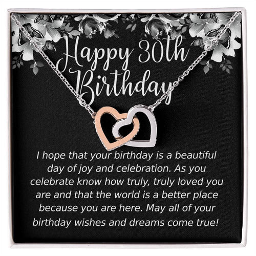 Happy Birthday 30 Year Old 1 Interlocking Hearts Necklace