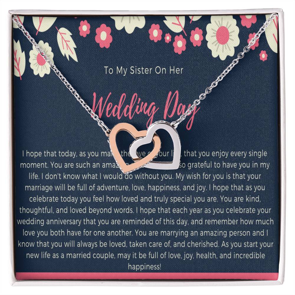 Sister Wedding Day Gift To Bride From Sister Necklace Sister To Bride Gift Bride Jewelry Gift From Sister Interlocking Hearts Necklace